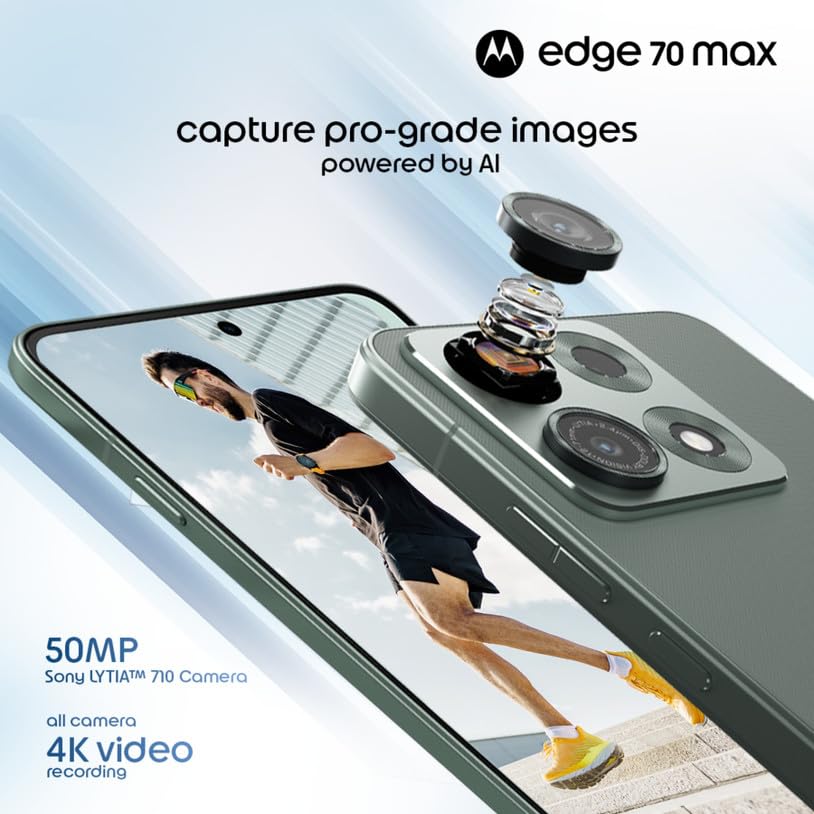 Image of Motorola Edge 70 Max 5G (Pantone Dark Shadow, 12GB RAM, 256GB Storage) | Snapdragon 8 Gen 5 | 6.8-inch Quad HD+ Display | 50MP + 8MP Rear & 32MP Front Camera | 7100mAh Battery | 90W Charger
