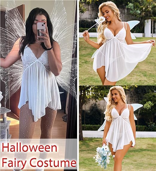 Avidlove Women Lingerie Lace Babydoll V Neck Sexy Sleepwear Strap Chemise - Image 5