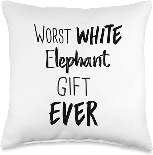 Miniatura 5 de Worst White Elephant Gift Ever Funny Present Xmas Peor almohada de elefante blanco para regalo, 18 x 18 pulgadas, multicolor