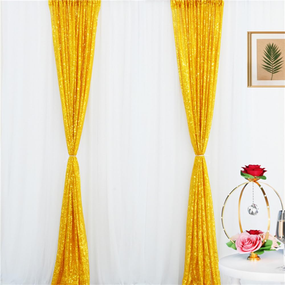 Tenda di sfondo con paillette, 122 x 300 cm, con glitter per fotografia, compleanno, matrimonio, decorazione per feste, oro