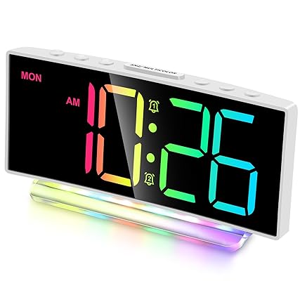 Cadmos Loud Alarm Clocks for Heavy Sleepers,Adults,Kids,Teens,Large Digital Display, 7 Color Night