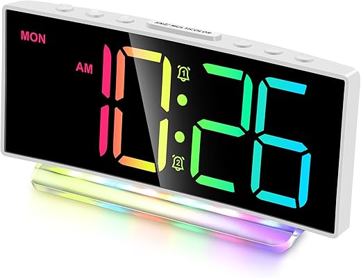 Cadmos Loud Alarm Clocks for Heavy Sleepers,Adults,Kids,Teens,Large Digital Display, 7 Color Night
