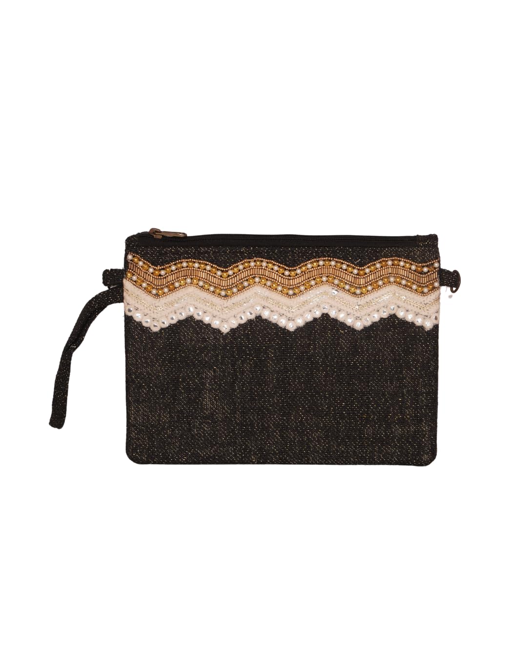 Black and Gold Zigzag Embroidered Clutch-picture-51
