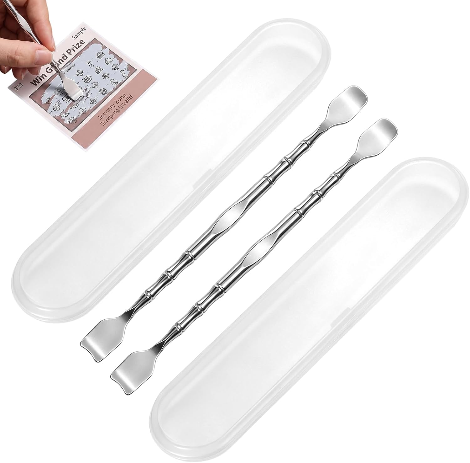 2PCS Lottery Ticket Scratcher Tool, Metal Double Head Scratch Off Tool