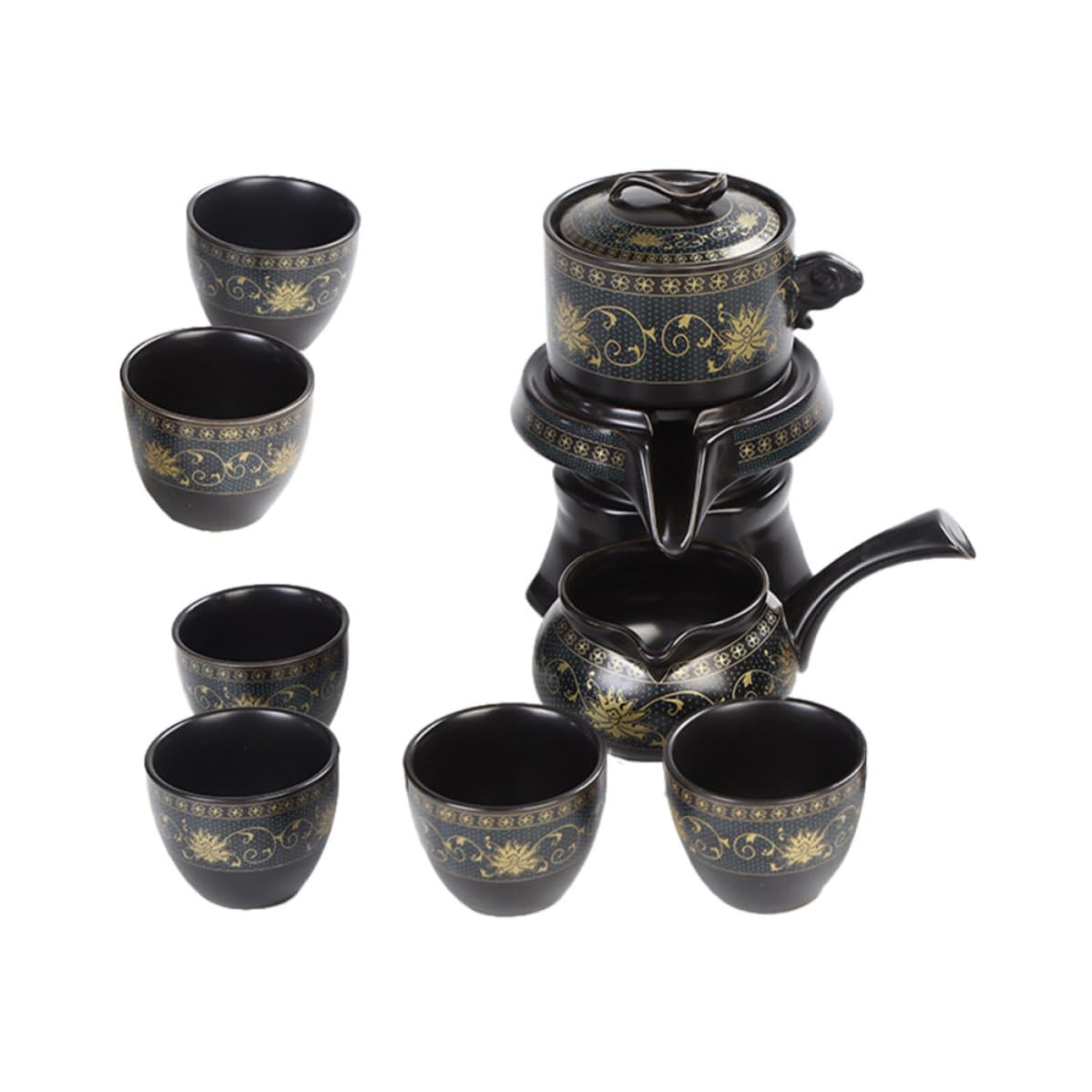 POPETPOP Juego de Tetera de Cerámica Clásica Taza para Oficina y Hogar, Diseño Semi-automático y Uso Múltiple, Set de Porcelana Elegante para Aficionados al Té