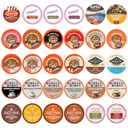 Variety Pack of Coffee, Tea, Hot Chocolate and Cappuccino, Sampler of Single Serve Coffee, Tea, Hot...