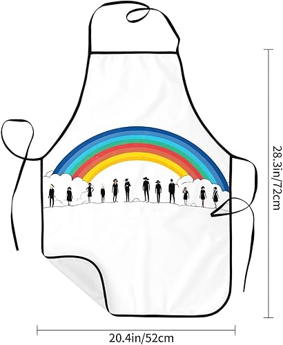 Miniatura 6 de Unisex Apron With Pocket, Small Rainbow Chef Apron For Cooking, Bbq & Crafts, Spillproof Kitchen Protection Bib With Large Utility Pocket For Adults