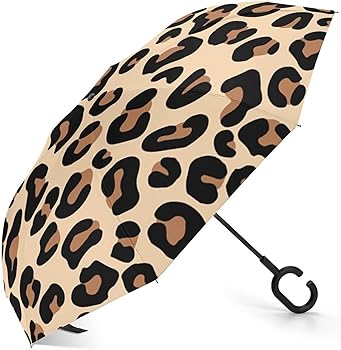 Amazon | 逆さ傘 レオパード柄 タイガーヒョウ柄 逆折り式傘