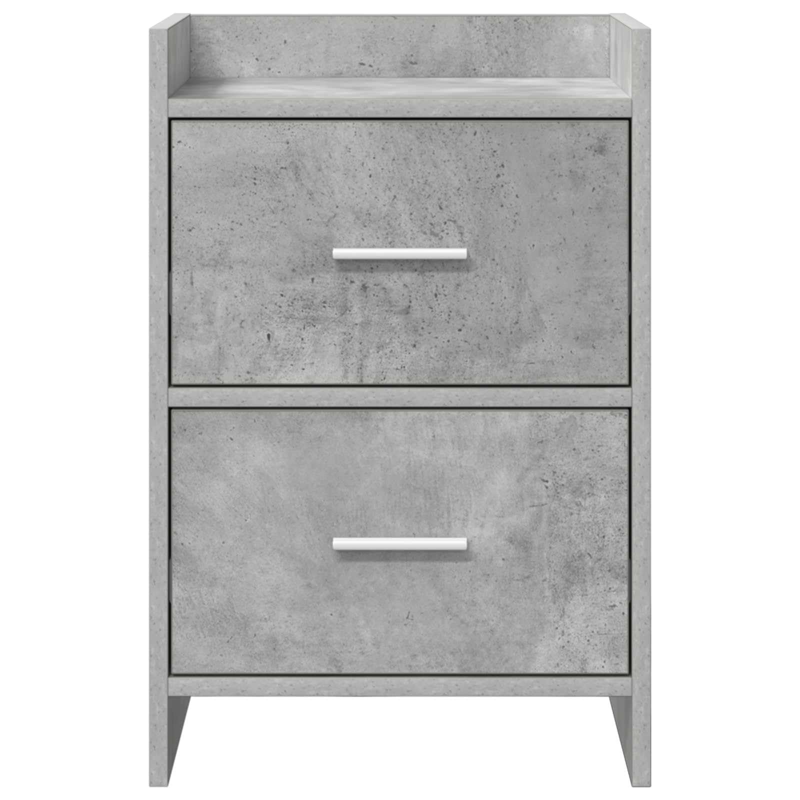 Comodino grigio cemento in legno, 40 x 30 x 60 cm, 2 cassetti con maniglie in metallo, comodino e tavolino per camera da letto, cassettiera stretta con spazio e aspetto moderno