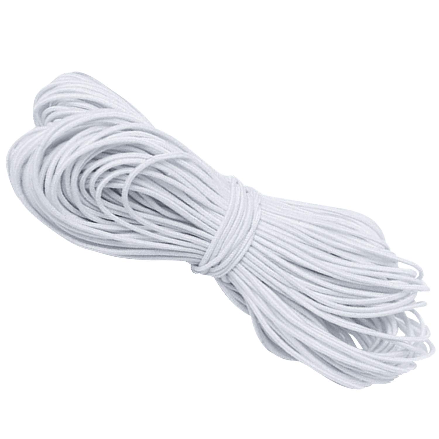 WedDecor Thick Round 2mm Elastic Cord for Sewing Threads Dressmaking, Headbands, Trousers, Wig Bands, Arts, Crafts and DIY For Bracelet Making, Jewelry Making, Knitting, White, 3 Metres