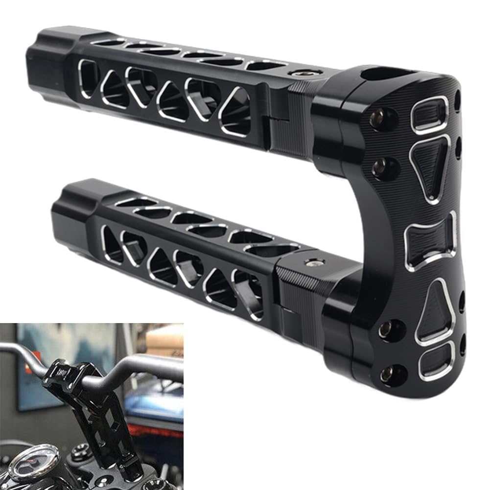 YFUK Pullback-Lenkererhöhung 10,5" hohe Klemmen CNC-Aluminium Schwarz & Silber für Softtail Dyna