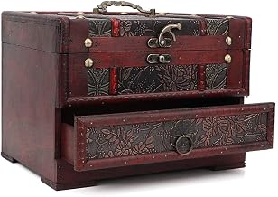Vintage Wooden Jewellery Box with Mirror Gift for Women and Girls | Jewellery and trinket storage box with built-in mirror, ideal as a gift for women for all kinds of occasions.