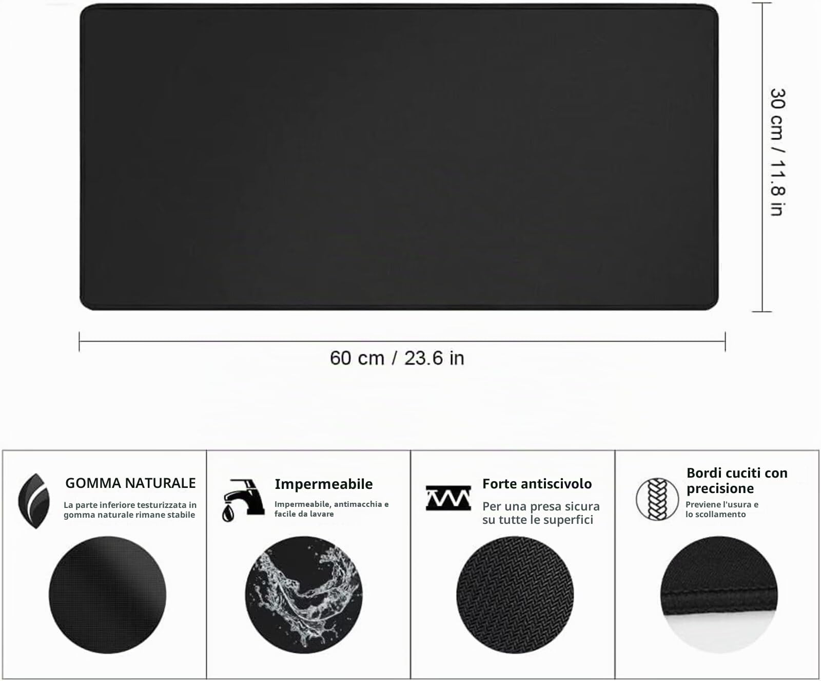 Tappetino per Mouse da Gioco - XXL Gaming Tappetino Extra Grande 1200x600cm Lavabile - Mousepad con Base in Gomma Antiscivolo - Tappetino Scrivania per Tastiera Ufficio Computer PC - Curva Bianca