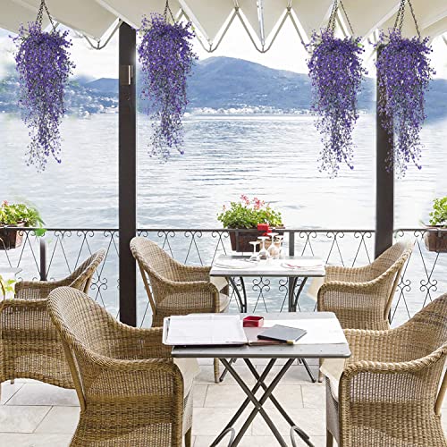 Vine Hanging Fake Plants,4 Pcs Artificial Fake Hanging Plant Faux Ferns Wall Plants Fake Ivy Greenery Garland Room Decor Home Garden Wedding Party Indoor Outdoor Decorations (Purple 4 Pcs) #TOP3