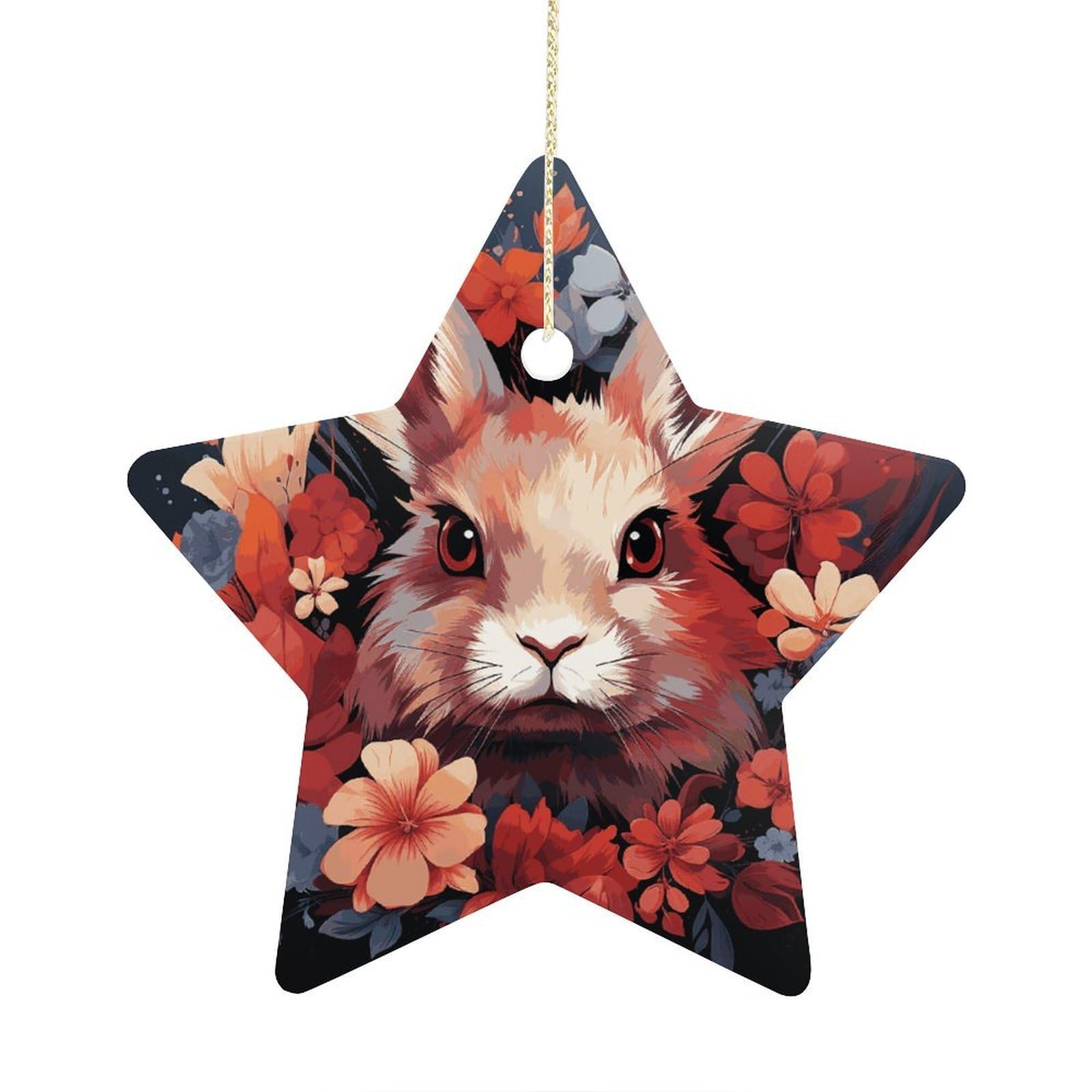 Fodpand Women's Style Easter Bunny Ornament With String, Keepsake Hanging Decorations,Ceramic Ornaments For Men Indoor Home Holiday Party Gifts