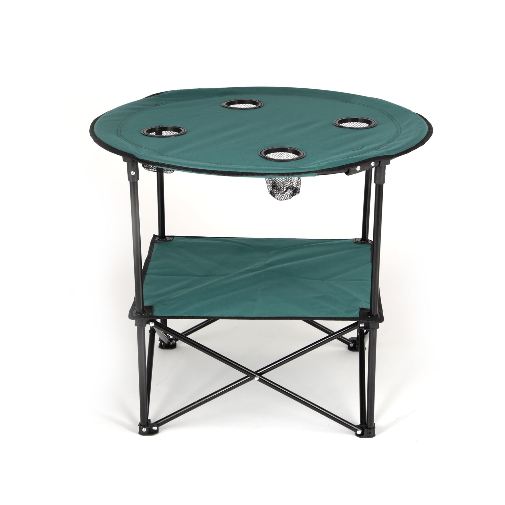 Royalford Round Camping Table-RF11673 Lightweight, Portable and Foldable,Folds Flat for Storage Iron Tube with Washable Cloth,Perfect Indoor and Outdoor Entertainment Package Includes a Carry Bag Blue