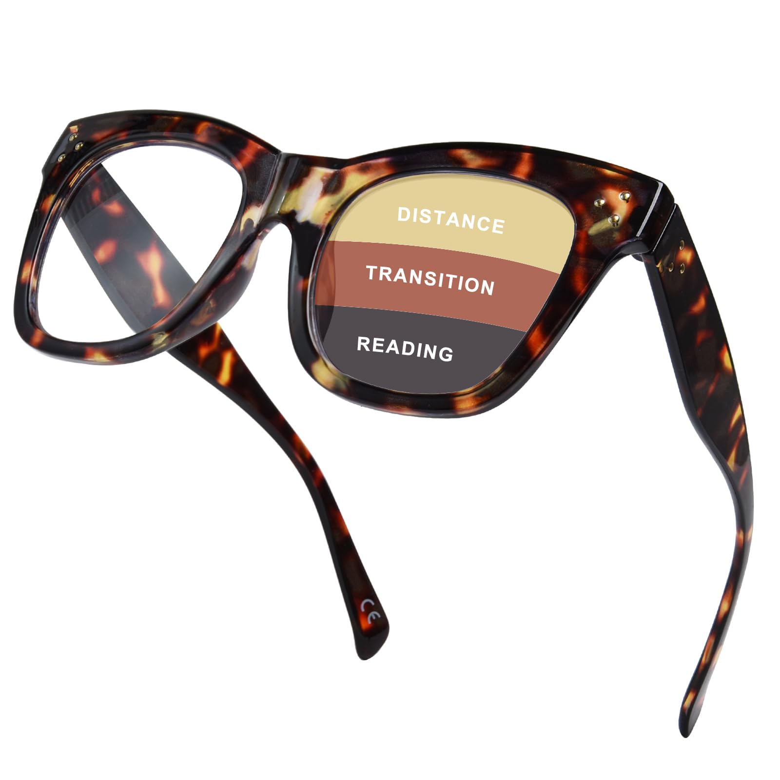 FONHCOO Oversized Progressive Reading Glasses for Women Men Oprah Style Large Square Blue Light Blocking Computer Readers