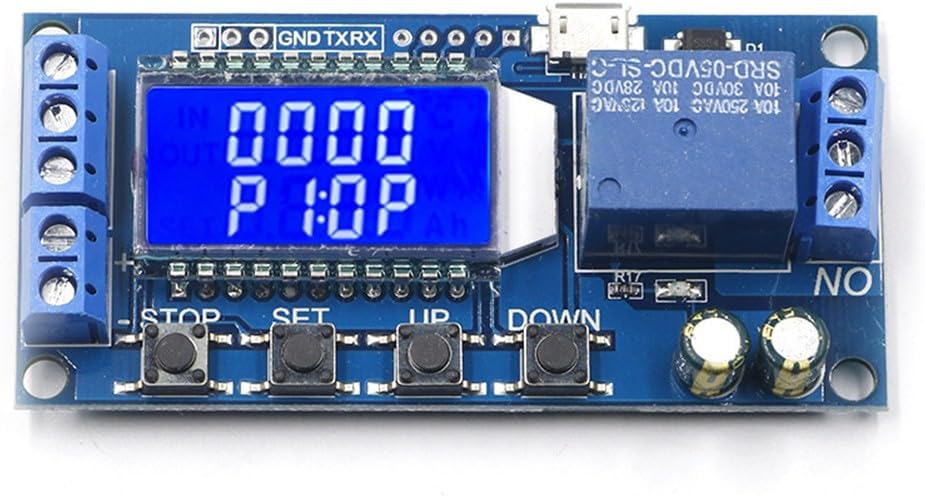 5V/12V/24V Delay Relay Module with LCD Display, Adjustable Timing Circuit Switch 0.01s-9999min, High/Low Level Trigger