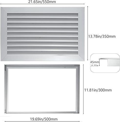 Miniatura 5 de Bimiti Rejilla de ventilación de puerta de 20 x 12 pulgadas, cubierta de ventilación de dos caras, ventilación exterior de aluminio, rejilla de