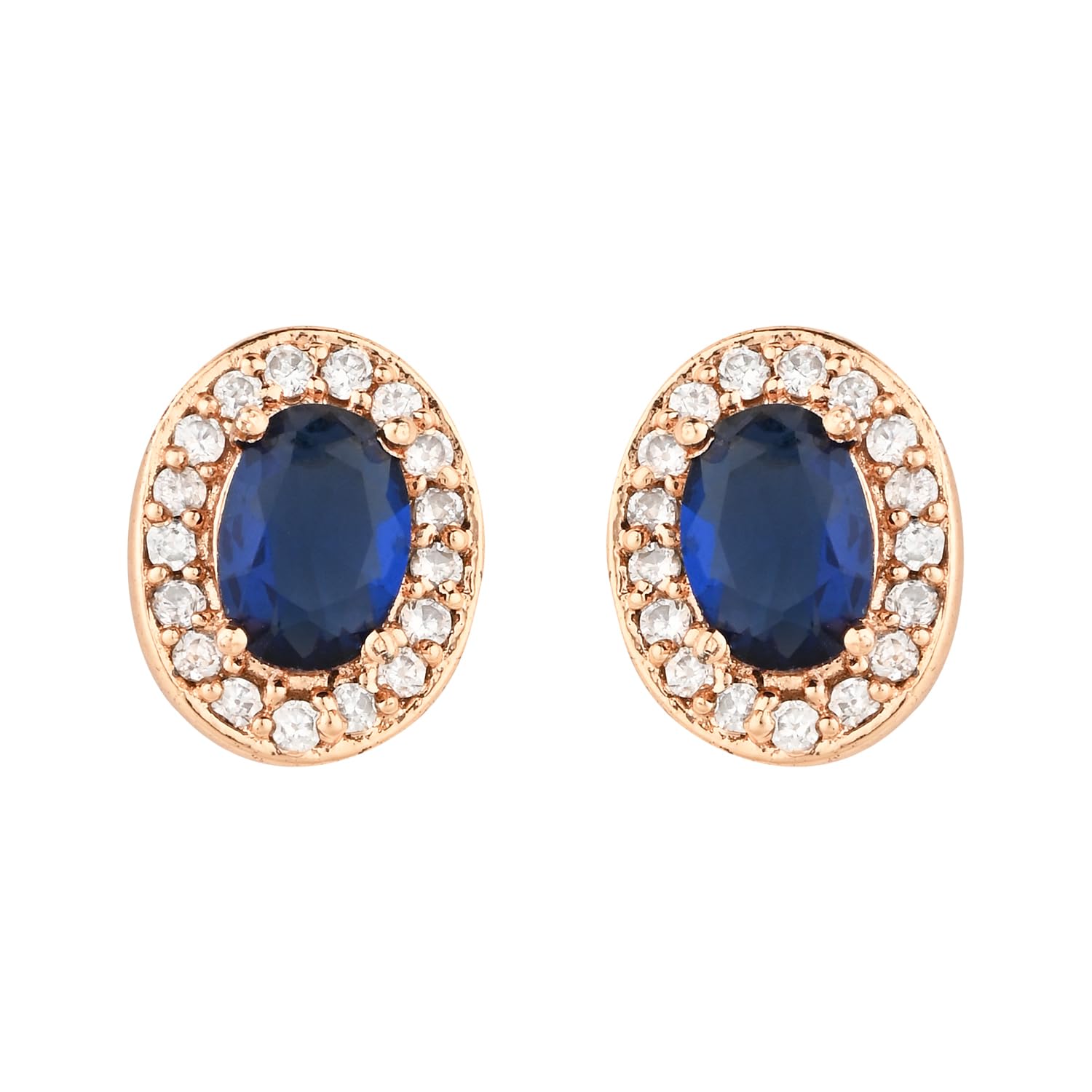 I Jewels Stylish Latest Fashion Rose Gold Plated CZ American Diamond Oval Shape Stud Earrings for Women/Girls (Red) (B0CVH54FHT) Amazon Price History, Amazon Price Tracker