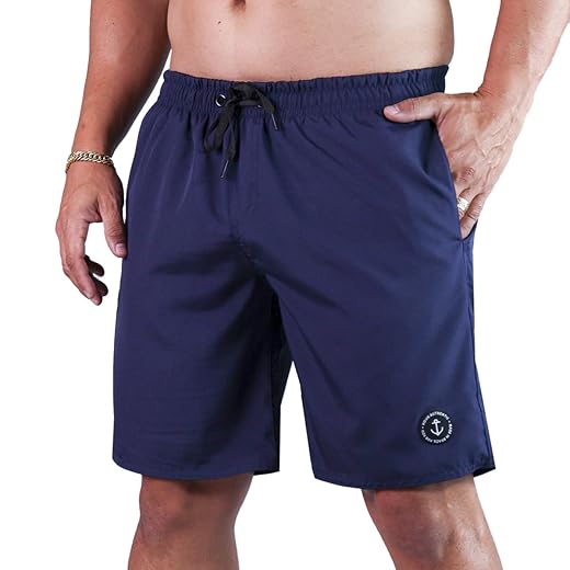 Shorts Summer Masculino Elastano Férias Verão Sol Calor Saída Surf Leve Macio Cordão de Elástico Estilo Mauricinho Treino Academia Corrida (BR, Alfa, G, Regular, Regular, Azul Marinho)