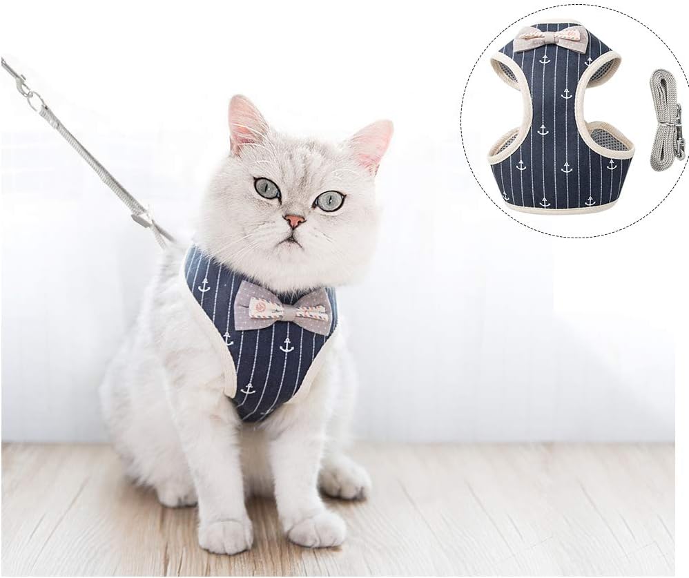 Ifanr Cat Harness with Leash, Kitten Escape Proof and Adjustable Vest Harnesses with Strap Soft Mesh for Walking and Outdoor.