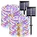 JMEXSUSS 2 Pack 8 Modes 100 LED 32.8ft Solar Powered Waterproof Fairy String Copper Wire Lights for Christmas, Bedroom, Patio, Wedding, Party, (Multi-Color)