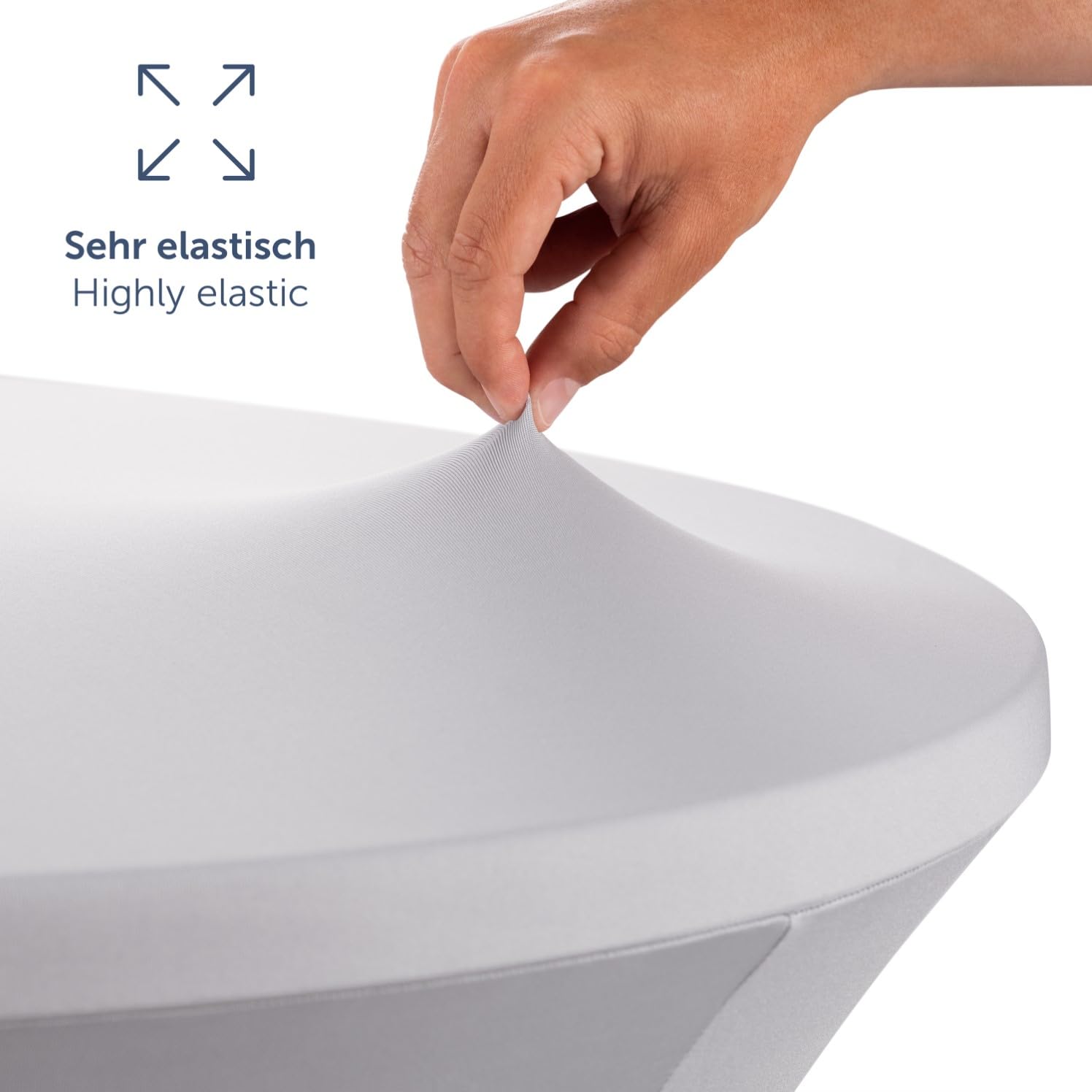 Blumtal Mantel de Mesa Redonda Ø 60-65 cm Set de 5 - Oeko-Tex Certificado - Elegantes Manteles de Mesa estirables - Funda Lavable en Lavadora Ideal para Catering o Cocteles - Mantel Blanco