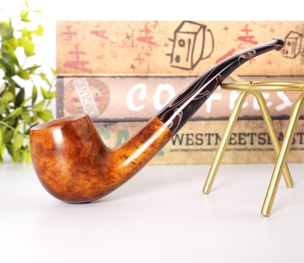 MUXIANG Briar Tobacco Pipe with 9mm Filter AA0390 (Gold)