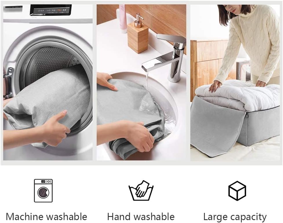 2 Pack Cotton Storage Bags for Duvets, Blankets, Soft Blanket Organizer Bag image 2