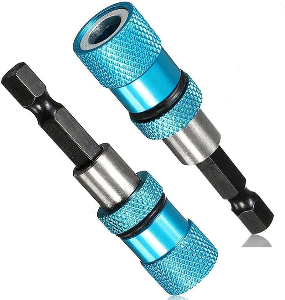2PCS Magnetic Extension Impact Chuck Adapter 1/4 Inch Hex Shank Quick Release Bar Socket Screwdriver Bit Holder Kit 60mm Length