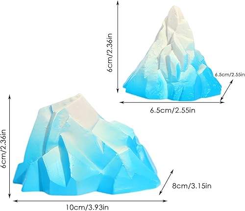 Miniatura 5 de Decoraciones de iceberg, 2 estatuas de montaña de nieve, adorno de paisaje glaciar de acuario  Decoración de escena de iceberg de pecera para