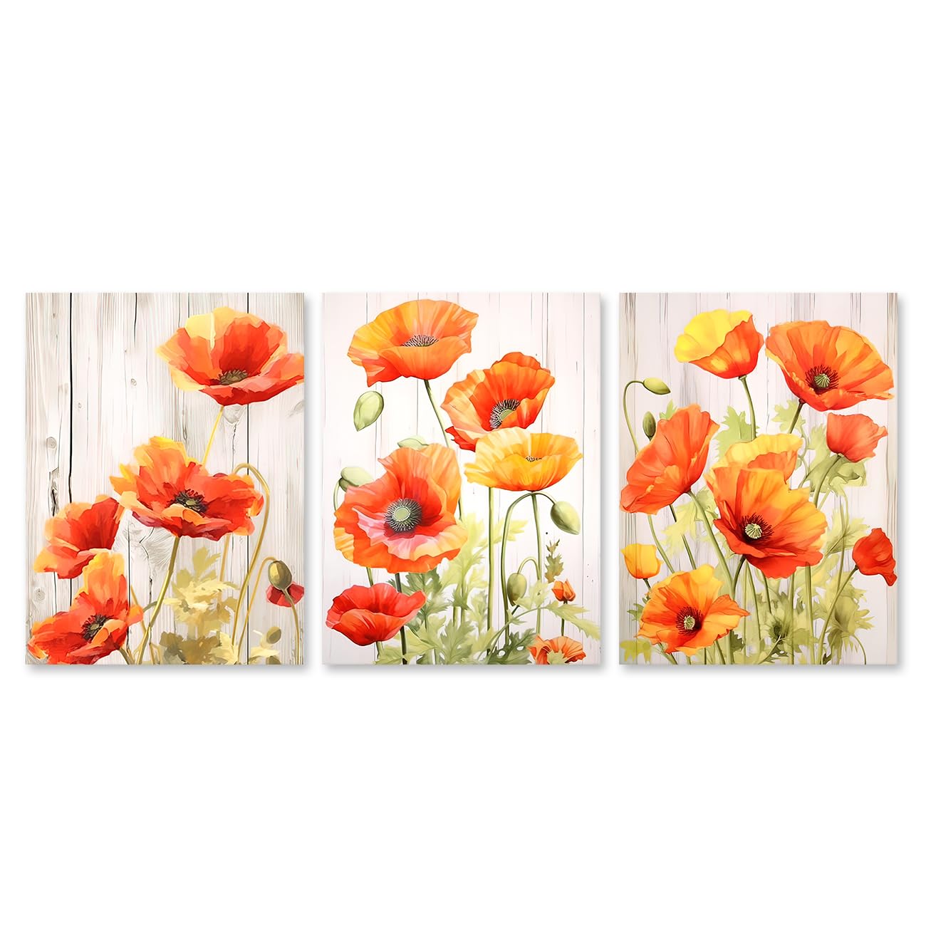 Zlove Leinwandbild Abstrakte Blumen – Orange Mohn, 61x91,4 Cm, Fertig Gerahmt & Zum Aufhängen