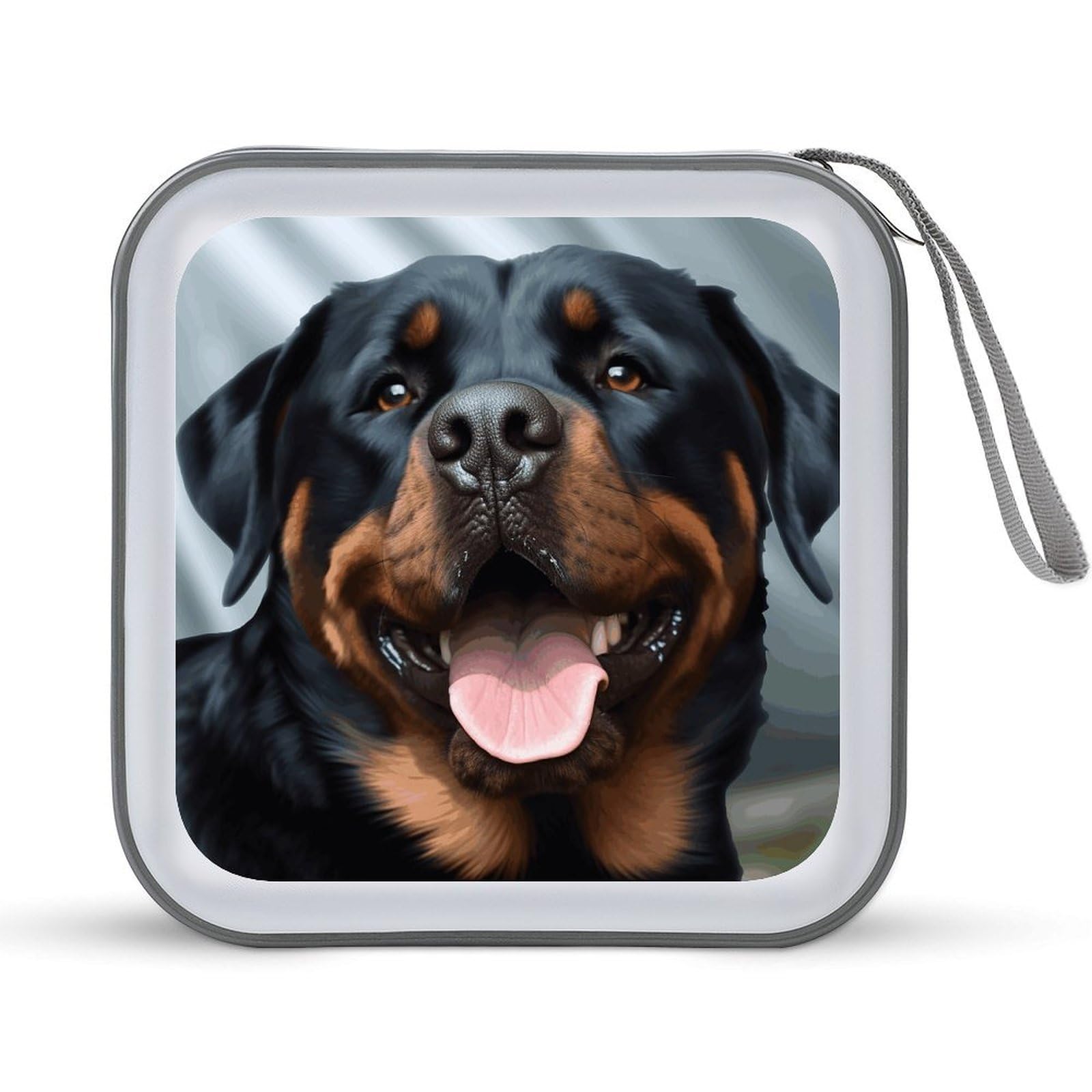 FodPand Rottweiler 40 Capacity Zipper CD Case, Hard Plastic DVD Holder, DVD Disc Storage Box, Portable CD Disc Storage Organizer