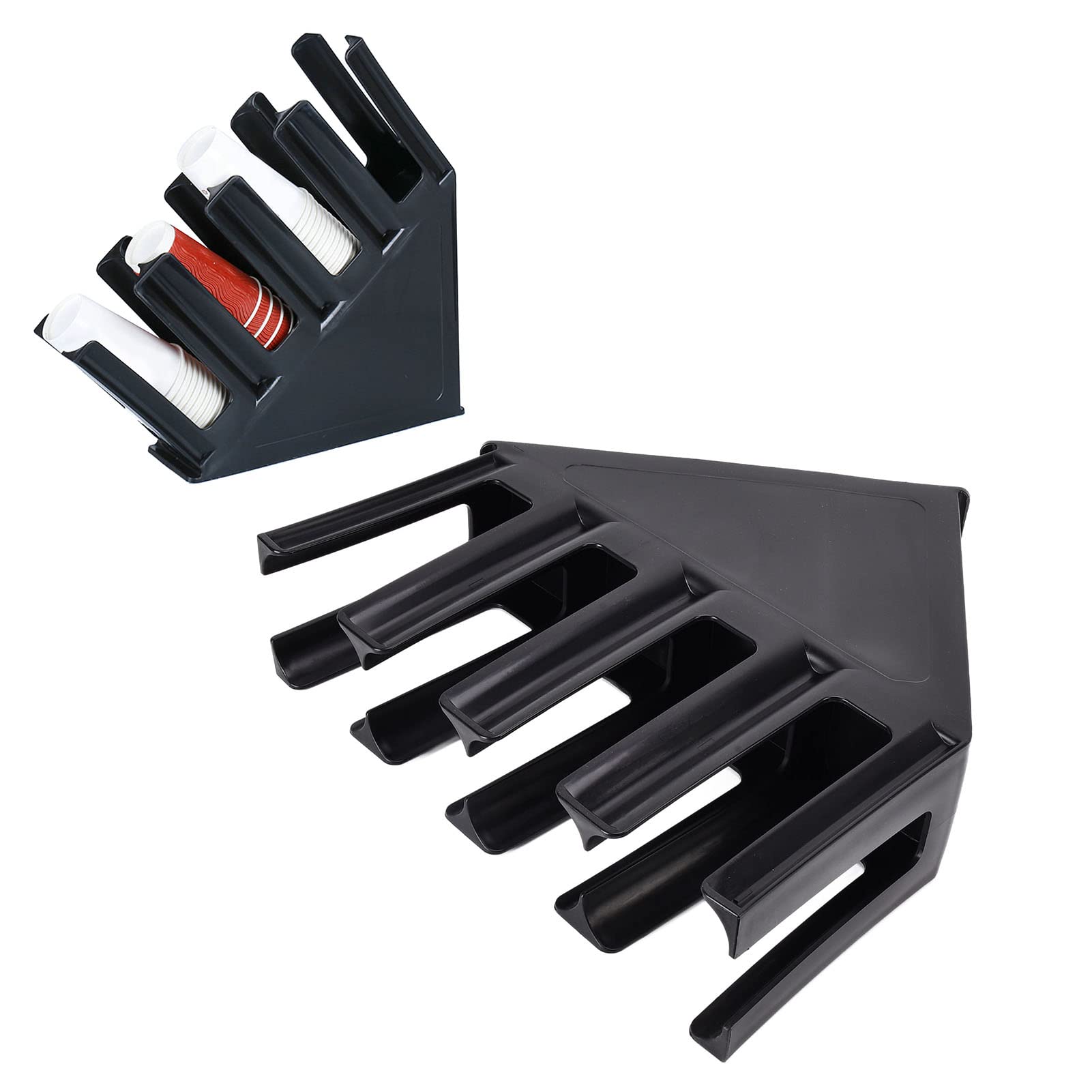 Organisateur de gobelets en papier et de couvercles, 4 piles, support distributeur de tasses à café jetables en plastique, distributeur de gobelets en papier jetables pour