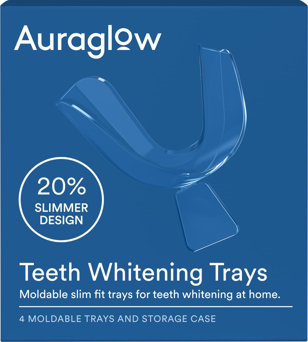 Auraglow Teeth Whitening Trays Moldable Mouth Trays for Teeth Whitening 20 Slimmer Design for a Comfortable Fit Includes
