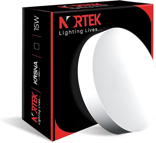 Nortek KRSNA 15W LED Surface Panel Light | Bright Panel Lights for Ceiling, Bedroom, Hall, Balcony | Cool White | Decorati...