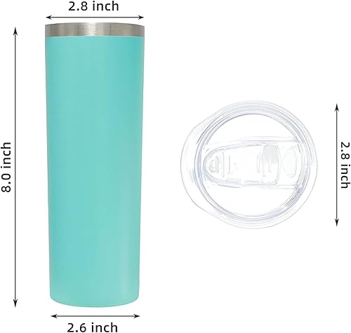 Vista 3 de Vaso delgado de acero inoxidable de 20 onzas con aislamiento al vacío con tapa, regalo para hombres, cumpleaños, Navidad, taza de viaje, botella