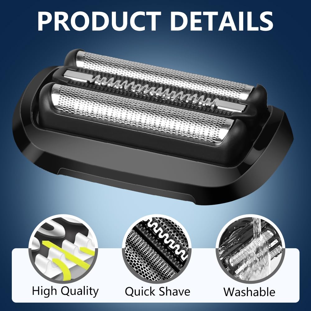 ACWOO 53B Testina Rasoio Serie 5, 2PCS 53B Testina di Ricambio Compatibili con Braun S5/6 53B Sostituzione Parti per 5018S 5049S 5762 5764 6075CC 6020S 6040CS 7020S 7025S, Uso a Secco o Sotto Acqua