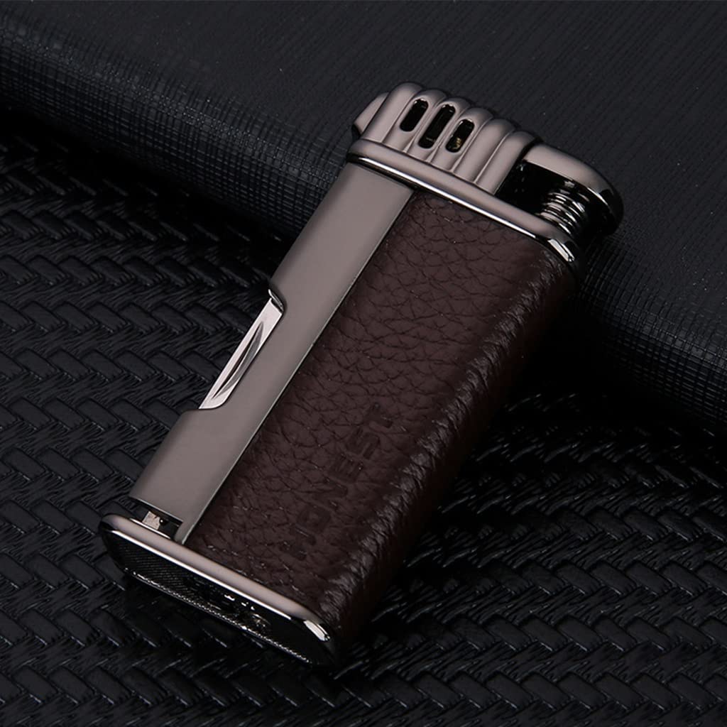 3 in 1 Pipe Lighter Butane Angled Soft Flame Lighter Refillable Lighter with Cleaner Tools Multifunctional Gas Lighter for Camping Grill Fireplace Candle Gift for Men(Gas Not Included)