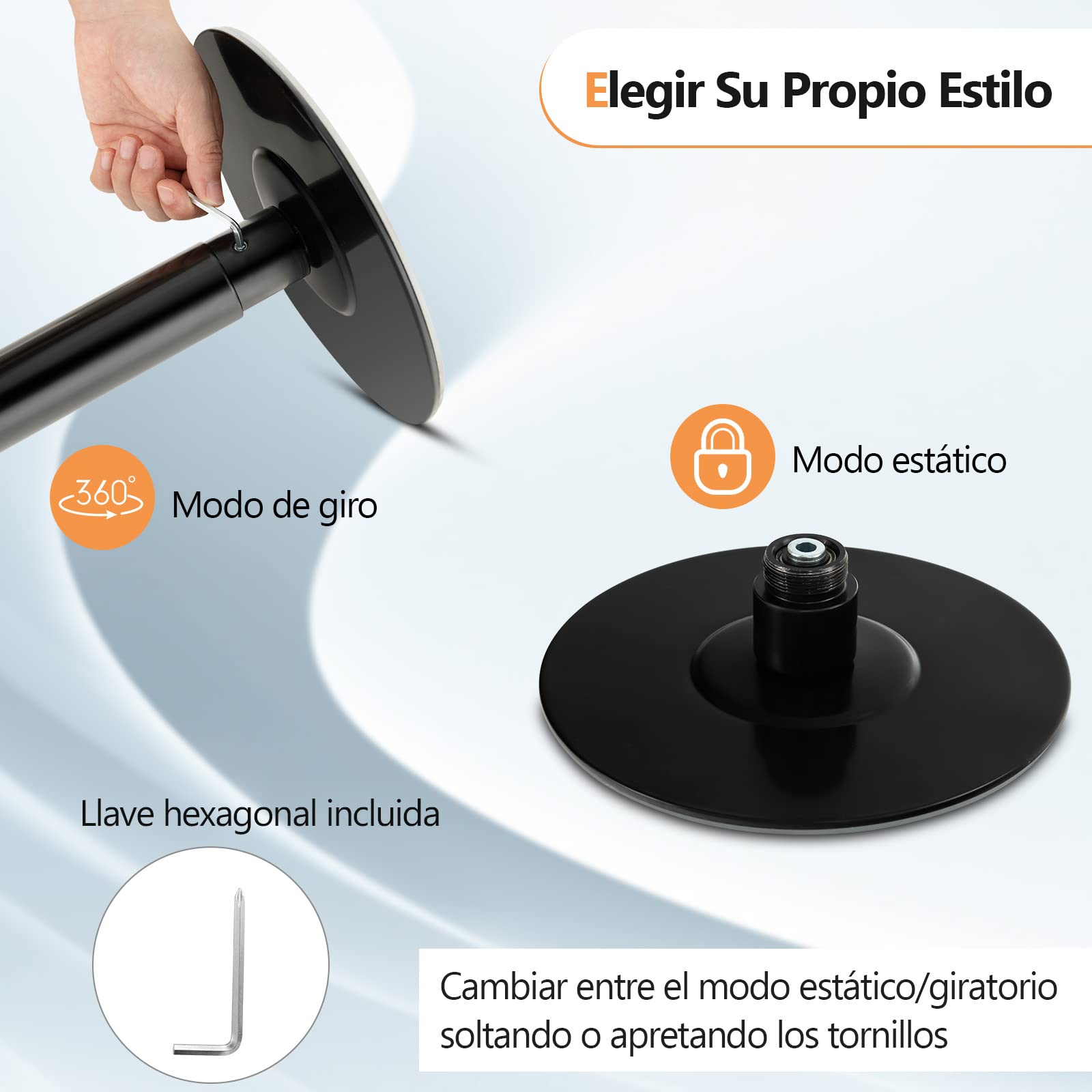 COSTWAY Barra de Baile Profesional Estática y Giratoria Pole Dance de 45 mm Altura Ajustable de 2,23 m a 2,82 m para Hogar Club hasta 200 kg