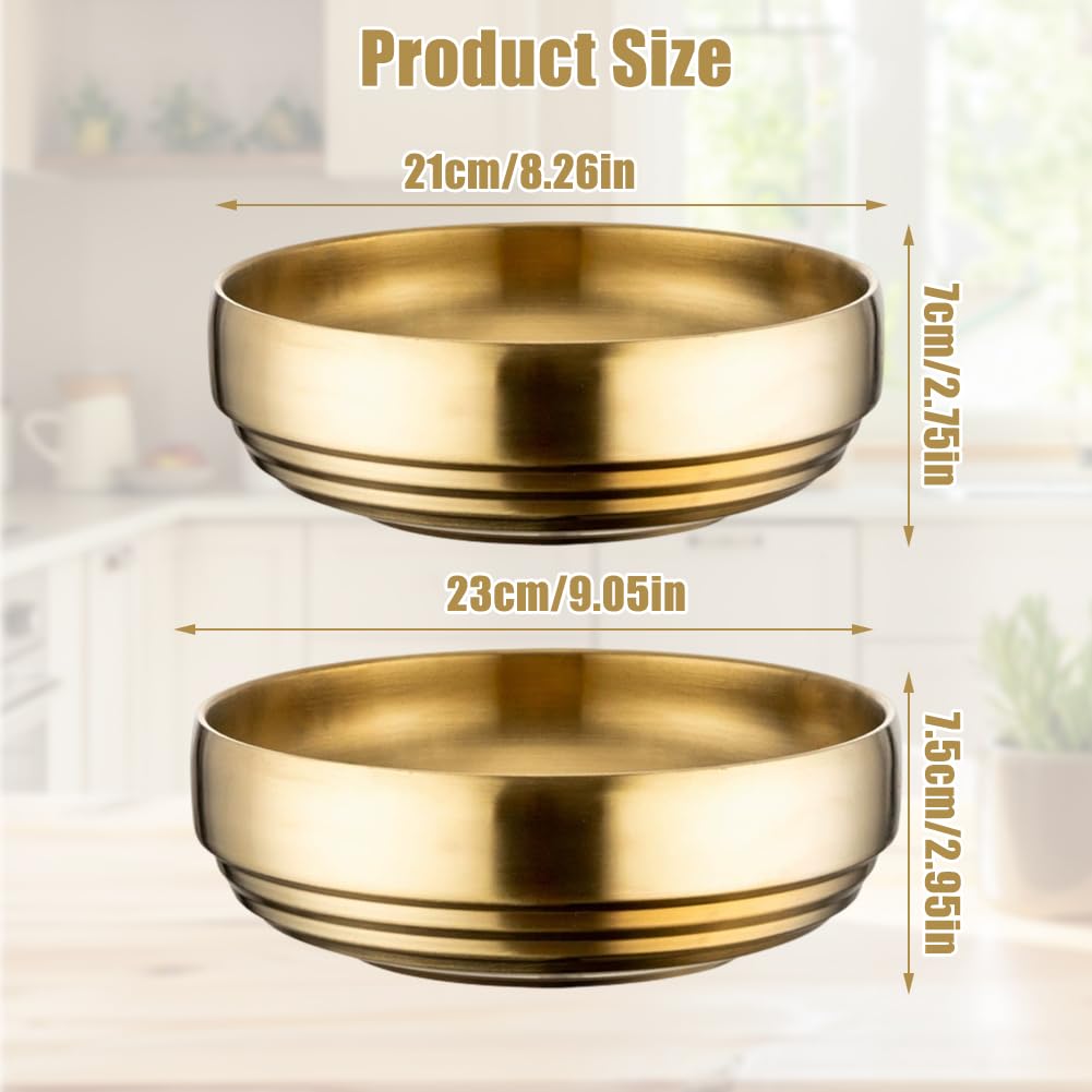 FARYODI 2 ciotole grandi in acciaio inox, con isolamento termico e anti-scottatura, per antipasti e dolcetti, ristorante coreano, matrimoni, feste