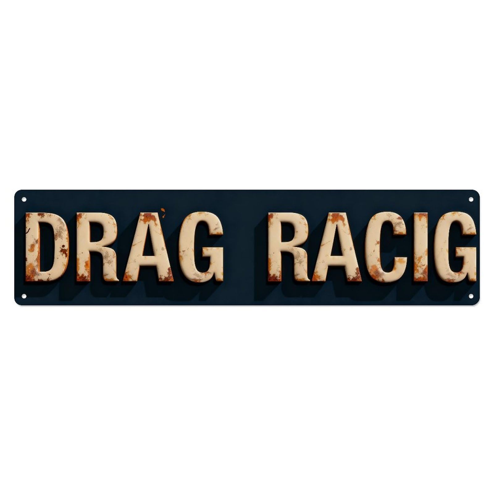 Drag Racing Text Pattern Metal Tin Sign Plaque