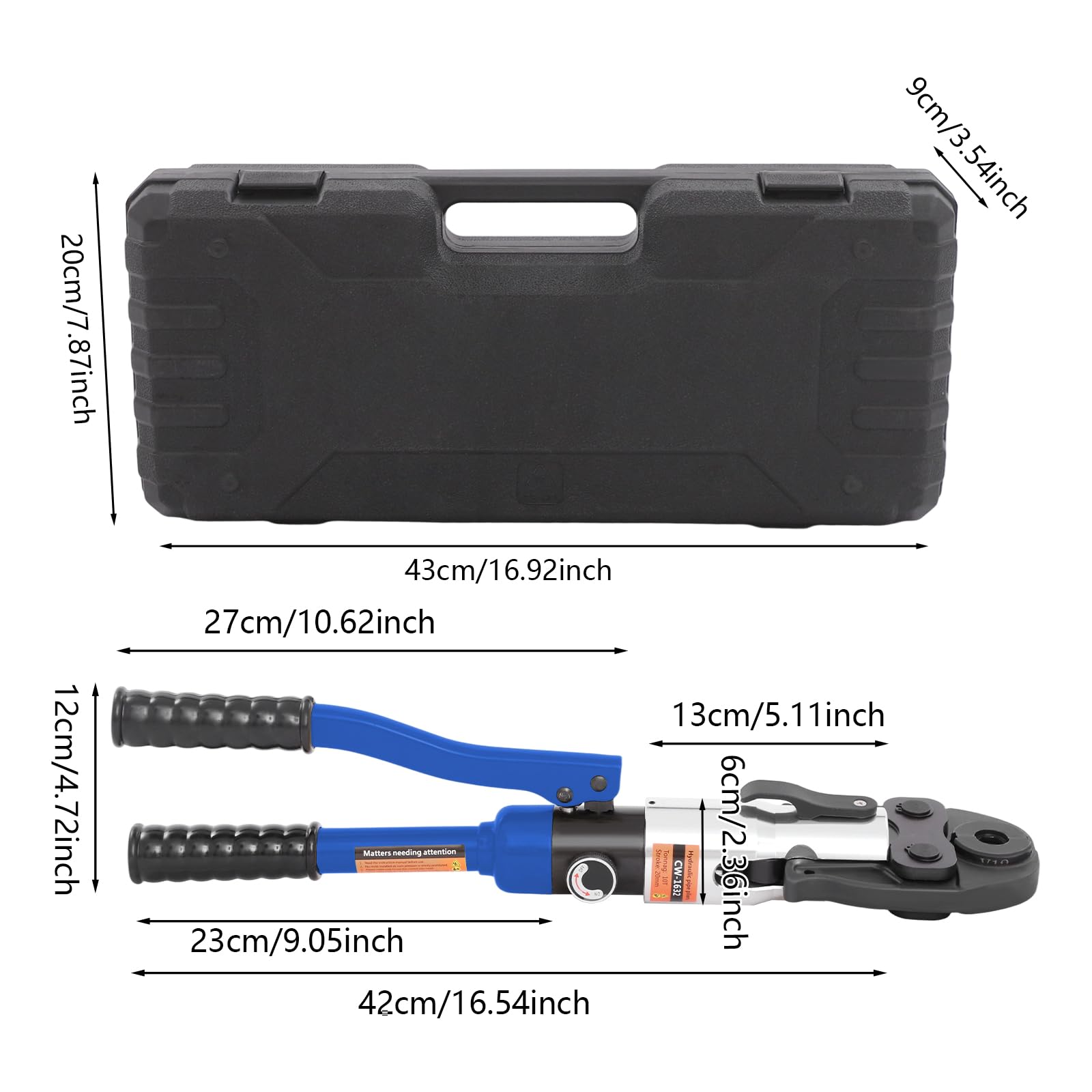 Utensile idraulico 10T, pinza pressatrice professionale per tubi in rame
