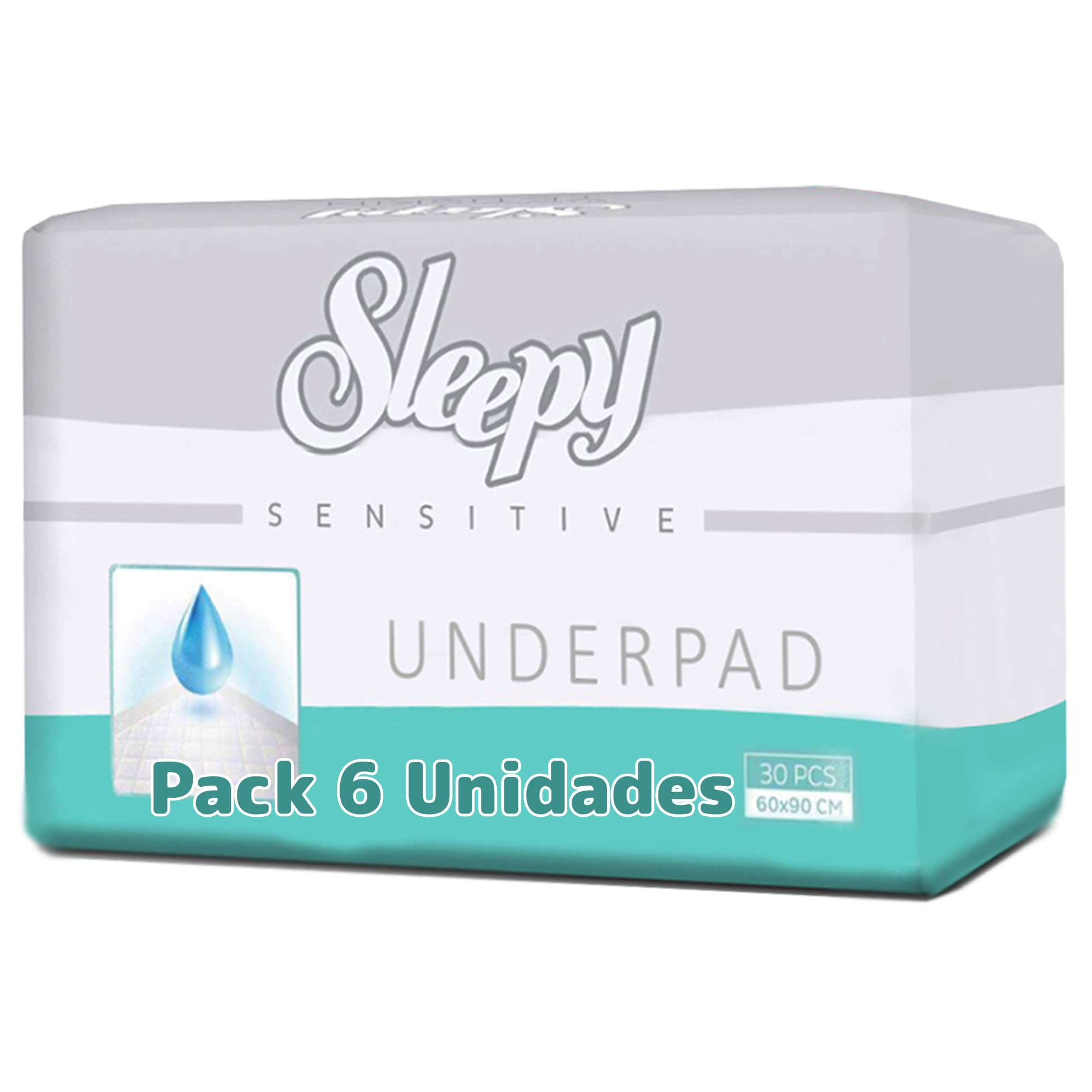 Sleepy Empapadores Desechables 60x90cm, 6 x 30 Unidades | Cambiador Desechable, Para Bebés y Adultos, Absorbentes, Antideslizantes, Salvacamas