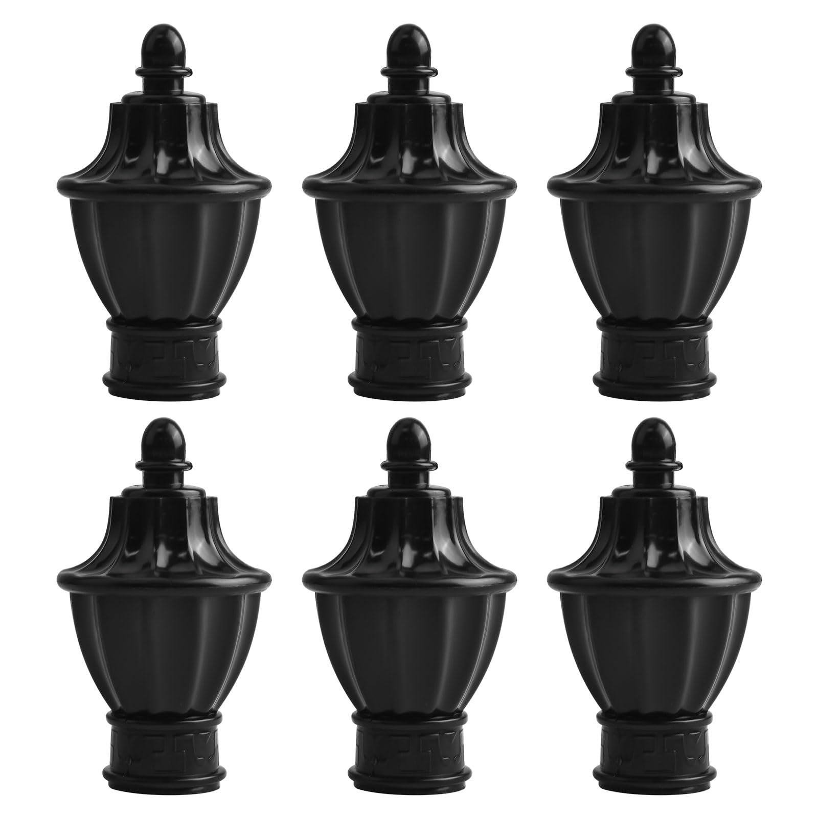 6 Bouchons De Tringle à Rideaux En Plastique Noir - Diamètre Adapté 26-28 Mm, Hauteur 33 Mm - Décoration Moderne Pour Salon, Chambre, Bureau
