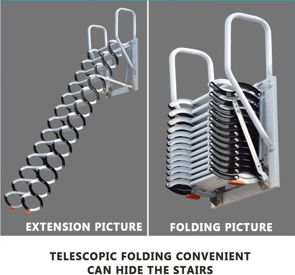 Step Ladder Wall Mount Ladder Attic Telescopic Ladder Carbon Steel Outdoor Aluminum Folding Ladder Thick Step Ladders Folding Ladder Telescopic Ladder(Size:250-275cm)