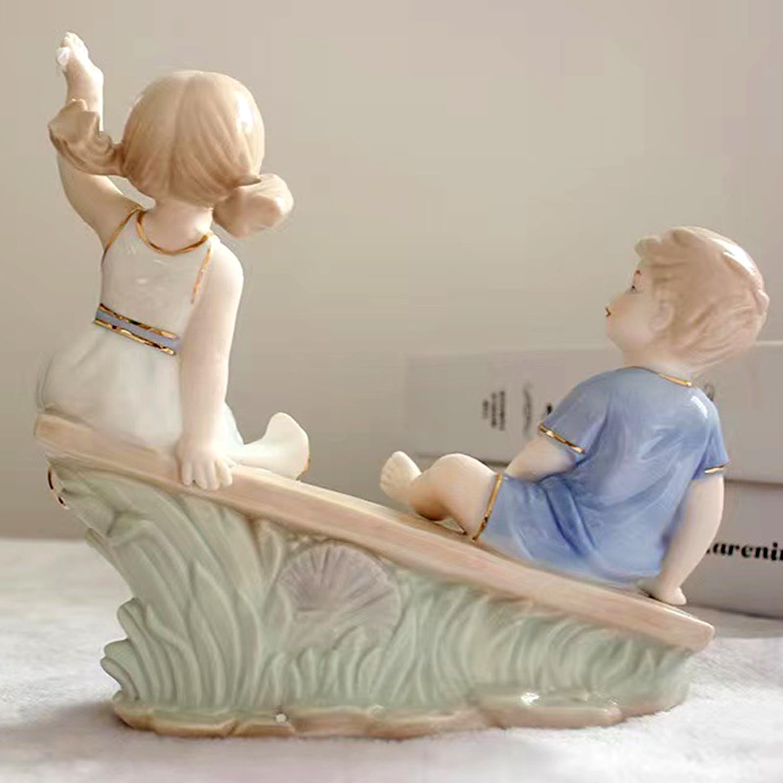 Arte Decorativa Escultura Estatua -Decoración Del Hogar De Cerámica, Figuras De Amantes Mayores De Porcelana, Estatua De Pareja, Escultura De Cerámica, Adornos De Oficina, Adornos De Oficina(A)