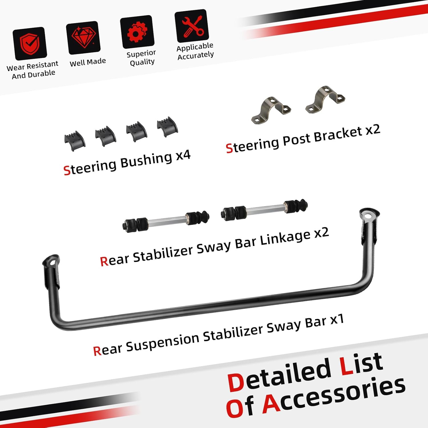 Rear Stabilizer Sway Bar + Linkage Rod Shaft + Steering Bushing Bracket For Polaris Ranger 500 700 2005-2009 1015814-067