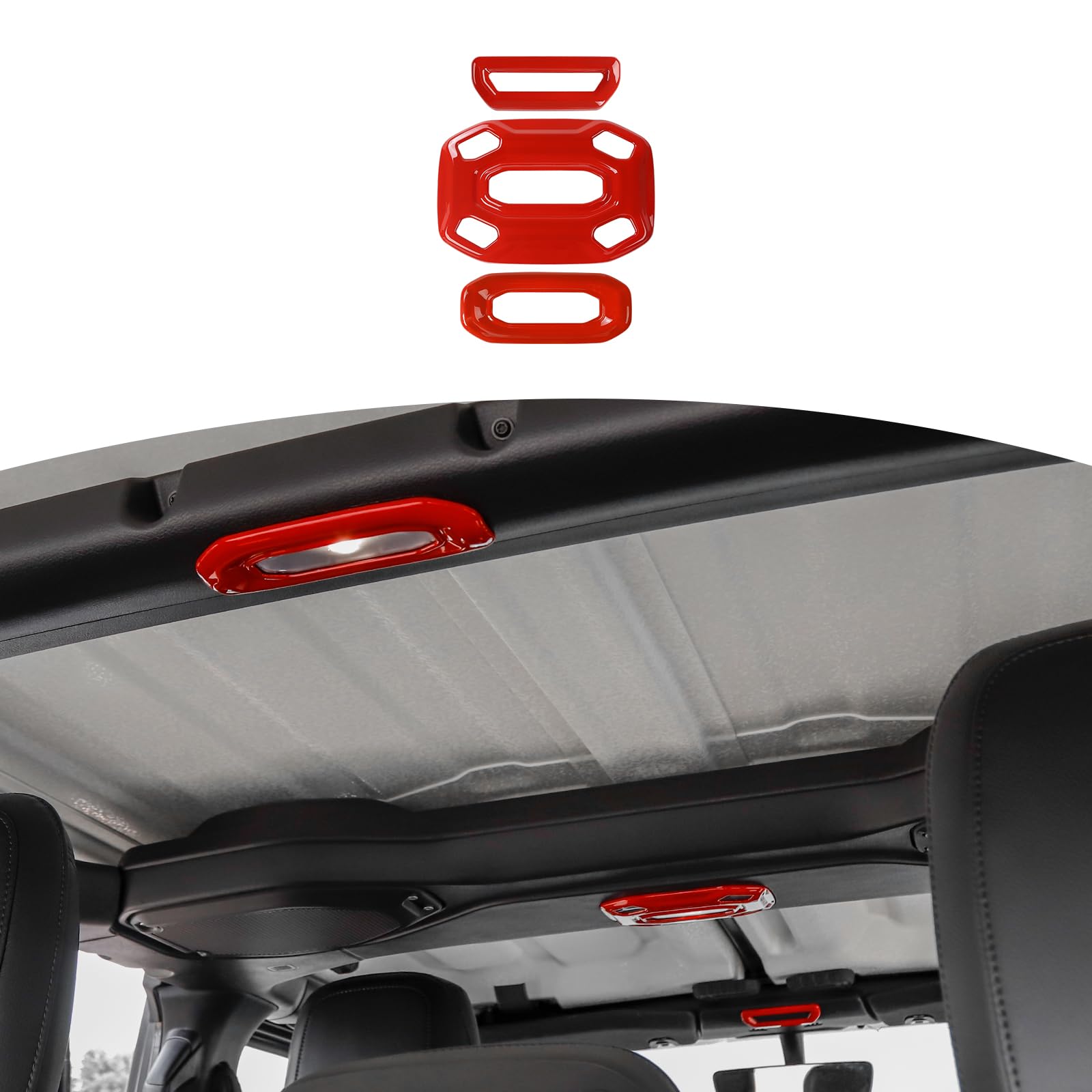 RT-TCZ for Jeep JL Red Dome Light Cover Trim for Jeep Wrangler JL Gladiator JT 2018-2023 Red Interior Accessories 3pcs